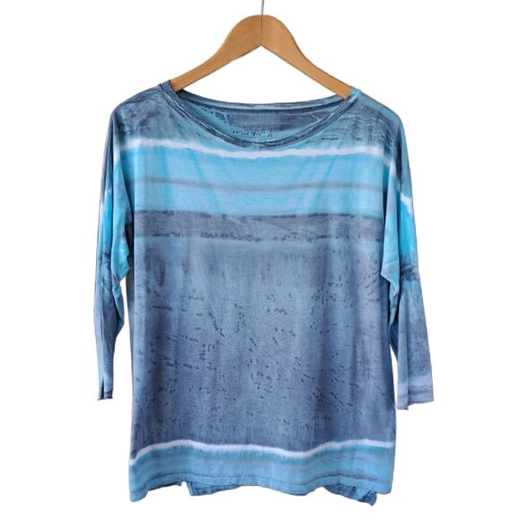 Marika Charles MA+CH Hand Dyed Boatneck Jersey Top Small Blue Seas Wearable Art - Picture 6 of 10